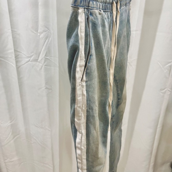 Pacsun Painted Side Striped Skinny Zip Ankle Drawstring Denim Pants - Picture 4 of 9